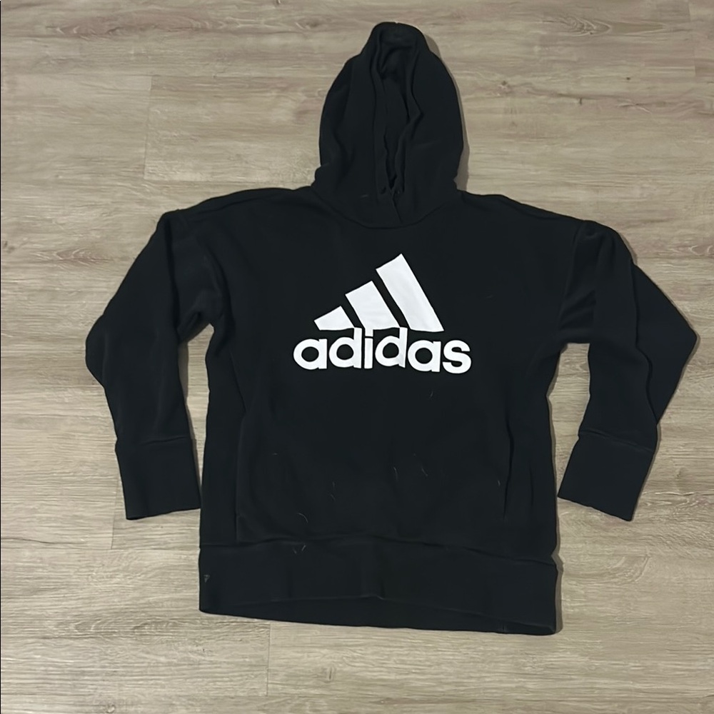 Adidas Black Hoodie with Iconic Logo and Long Sleeves